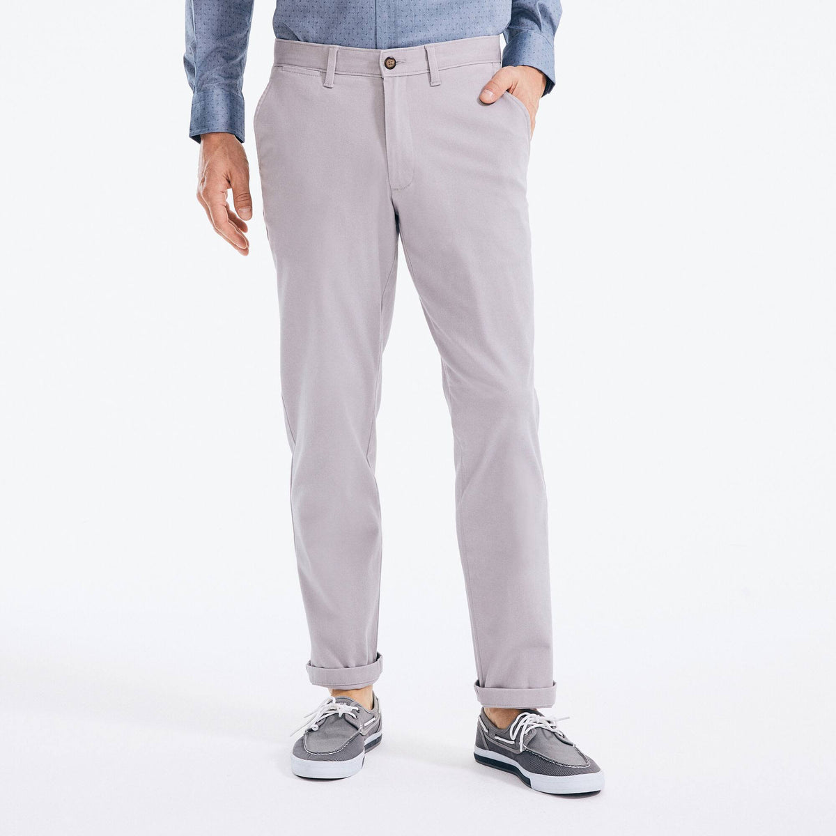 Grey Classic Fit Flat Front Deck Pant R385078