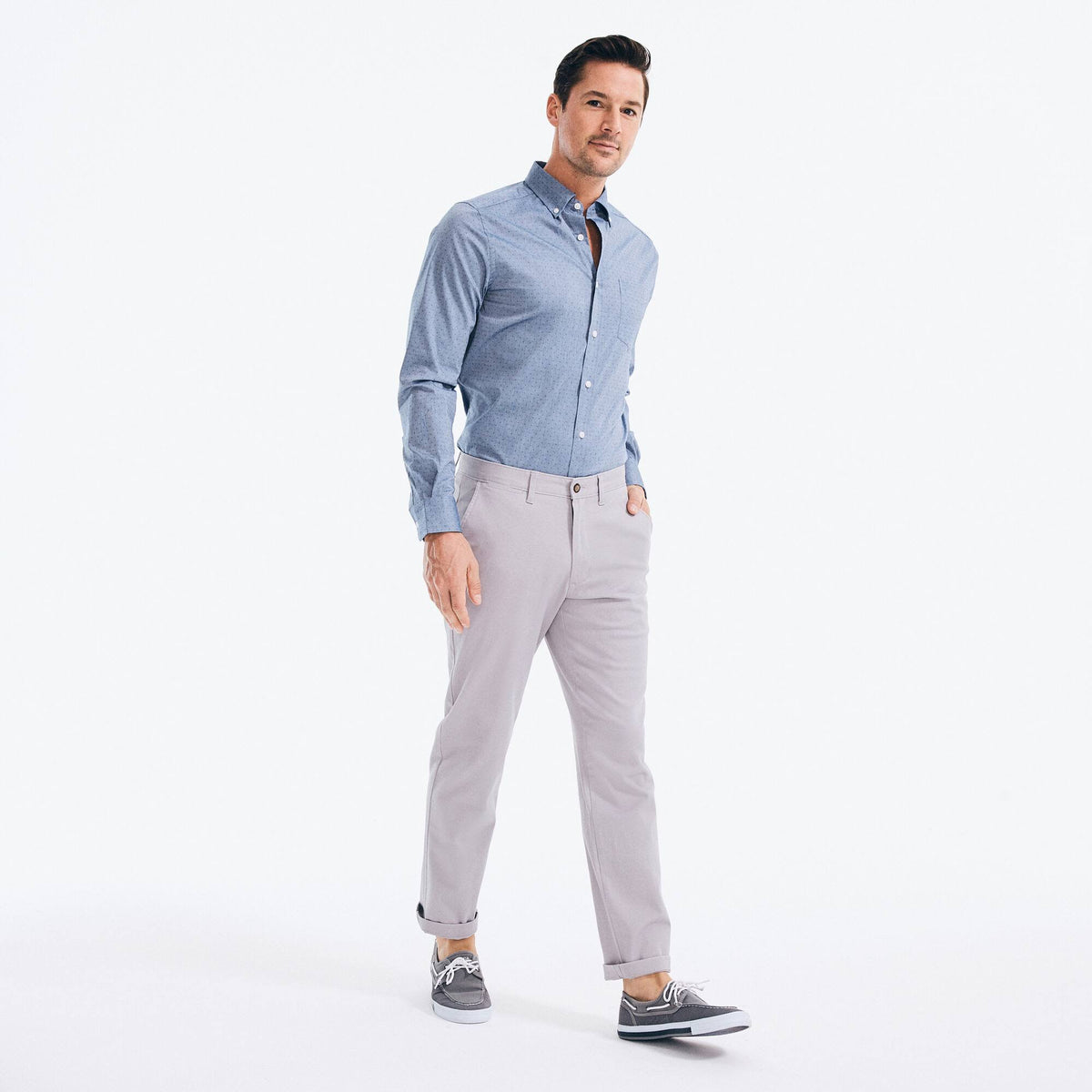 Grey Classic Fit Flat Front Deck Pant R385078