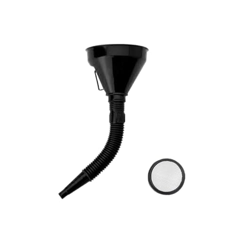Wide Mouth Plastic Oil Funnel with Flexible Extension Nozzle and Mesh Screen Filter O4076