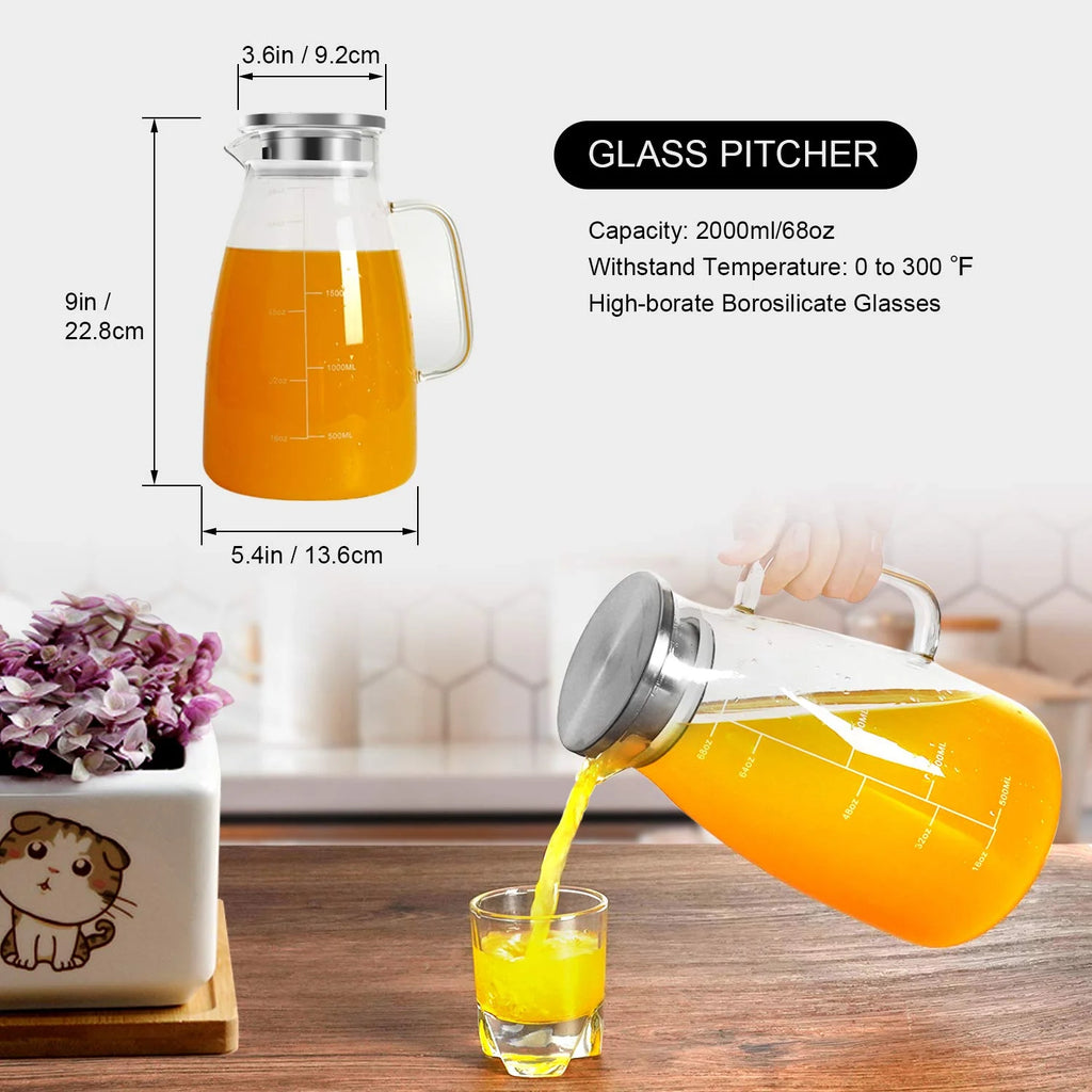 68oz Glass Pitcher with Lid U66863
