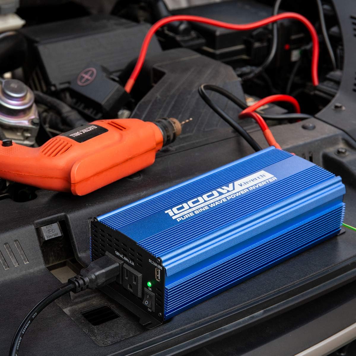 1000W Pure Sine Wave Inverter 12V to 110V with Dual AC Outlets U398516