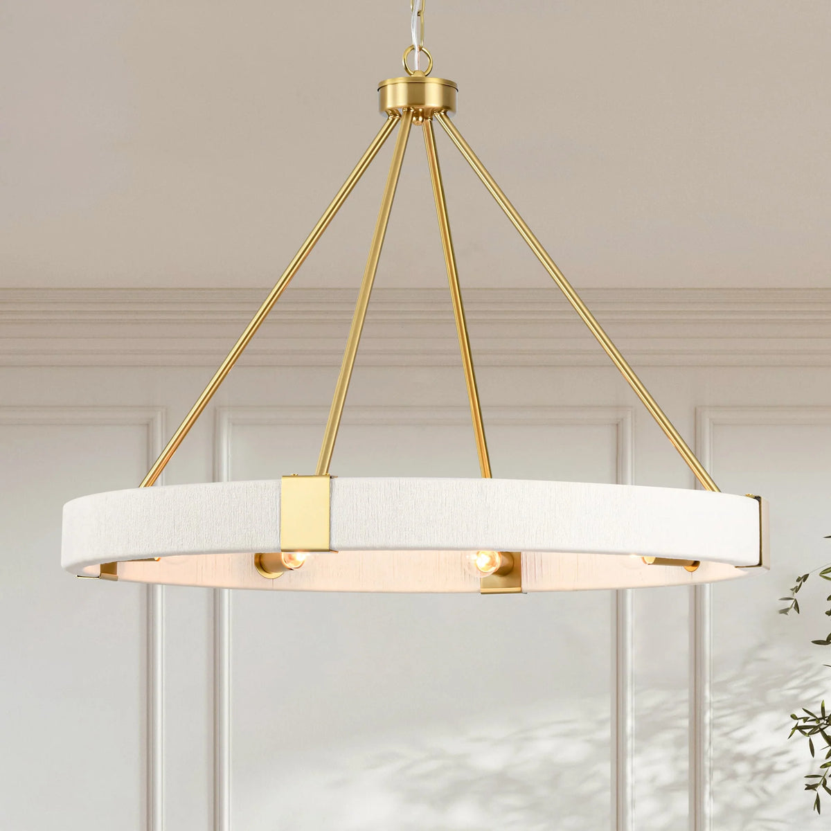 8-Light Dimmable Fabric Ring Chandelier Y30676