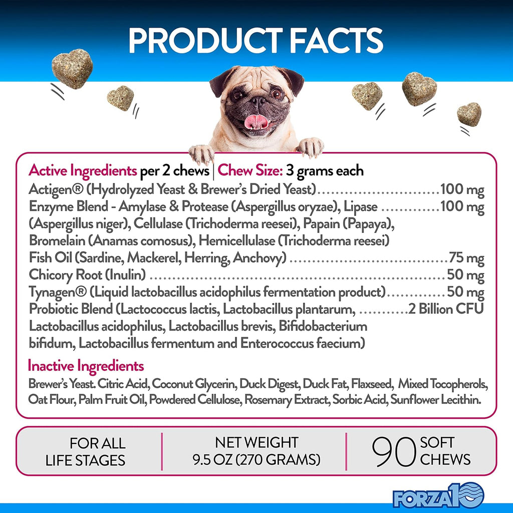 90 Ct Duck Flavor Dog Probiotics Chews T96520