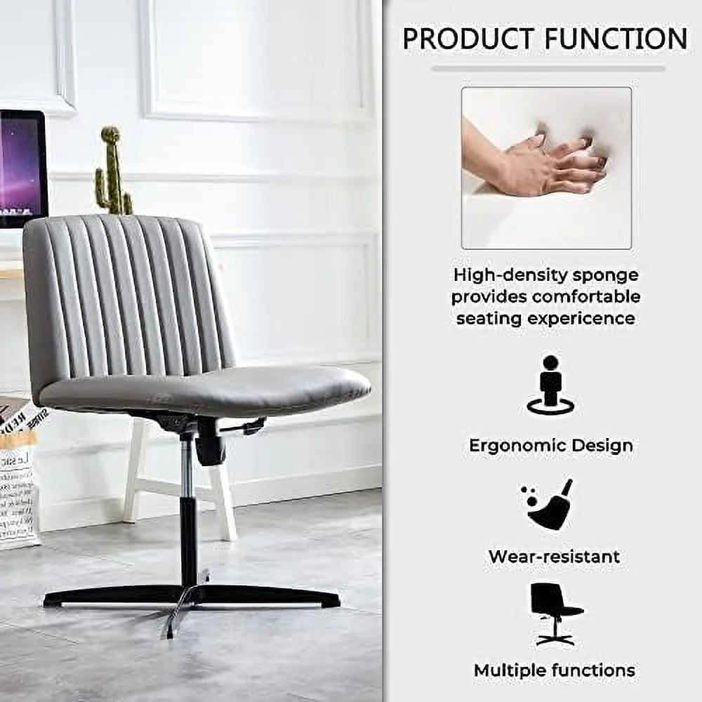 Black PU Leather Armless Office Chair O641