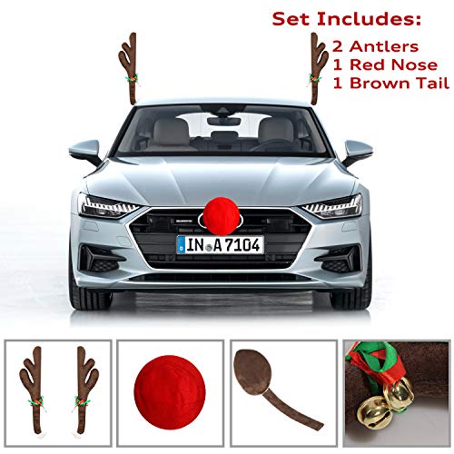Reindeer Car Kit Antlers Nose Tail Christmas Decoration D7836