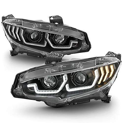 Black LED Projector Headlights Assembly R808