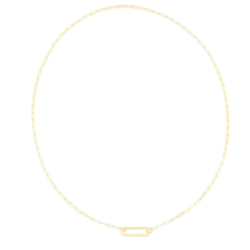 14K Yellow Gold Elongated Link Paperclip Necklace with Push-lock Clasp - 18" T5124