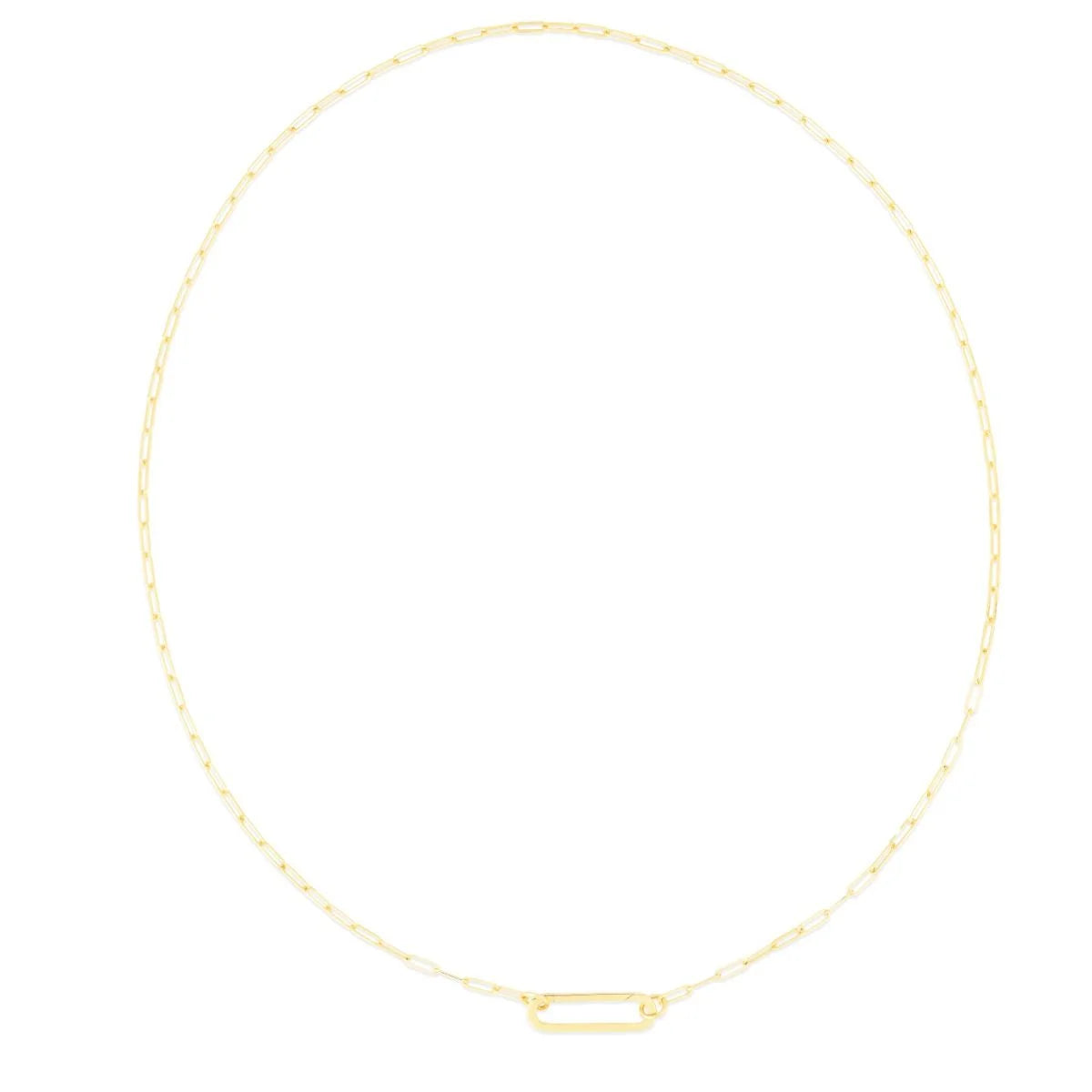 14K Yellow Gold Elongated Link Paperclip Necklace with Push-lock Clasp - 18" T5124