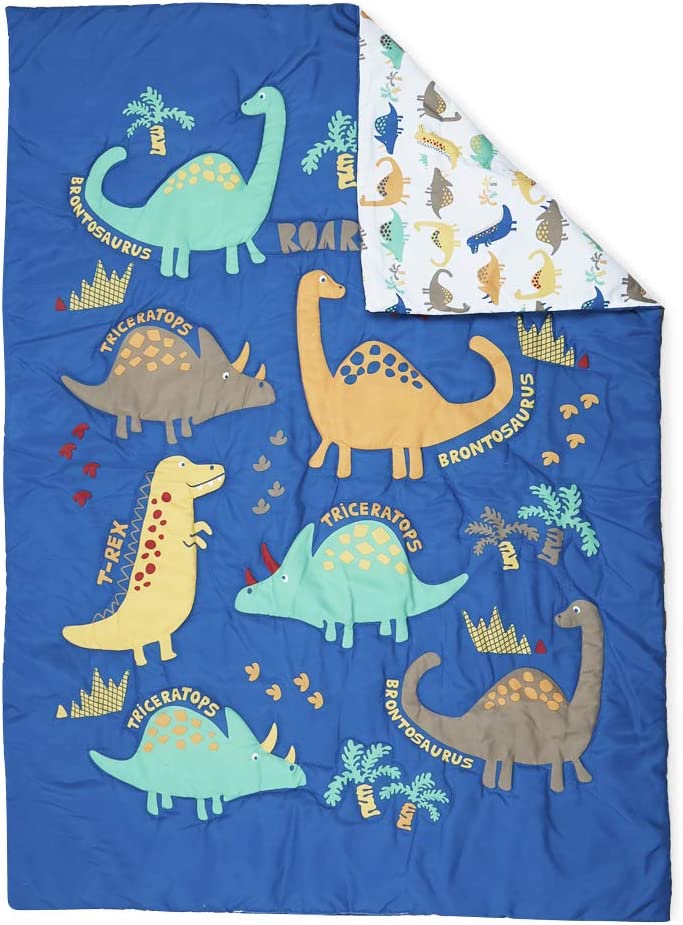 4-Piece Blue Dinosaur Toddler Bedding Set F12673