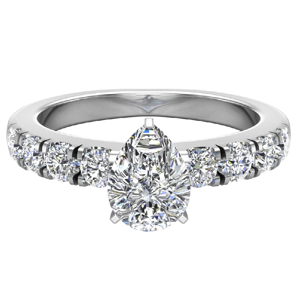 14K White Gold Pear Cut Solitaire Diamond Ring 1.20 Carat H368035