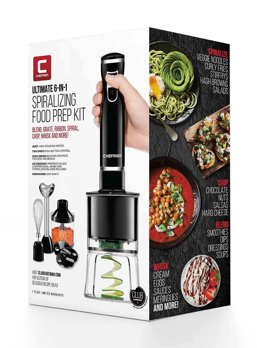 6-in-1 Electric Spiralizer & Immersion Blender, Black E387420