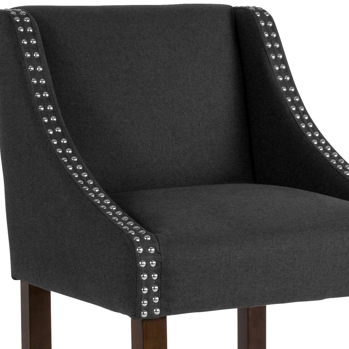 Charcoal Fabric Bar Height Stool with Nailhead Trim Z573