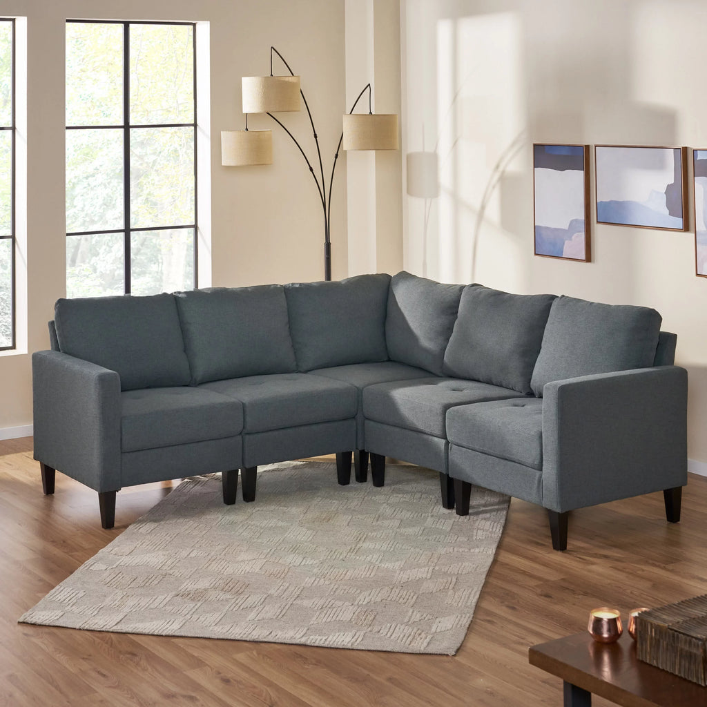 Dark Grey Fabric Sectional Couch Q4647