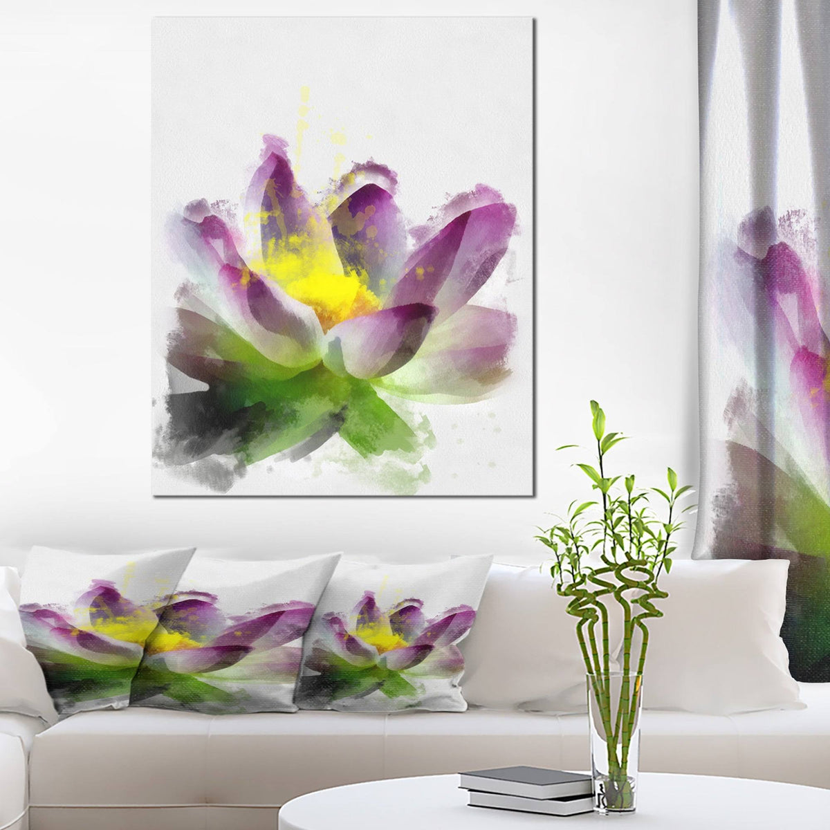 Purple Lotus Flower Canvas Art Print Q2628