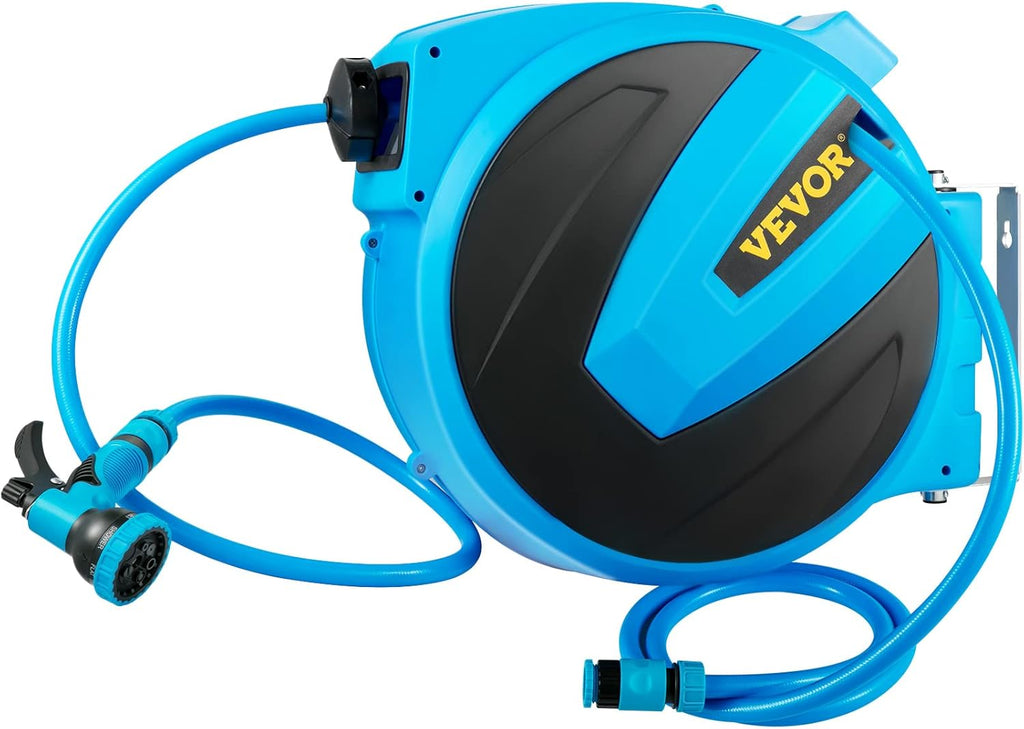 Retractable Wall Mounted Garden Hose Reel, 5/8 inch x 65 ft, Blue, Pack of 2 J2816