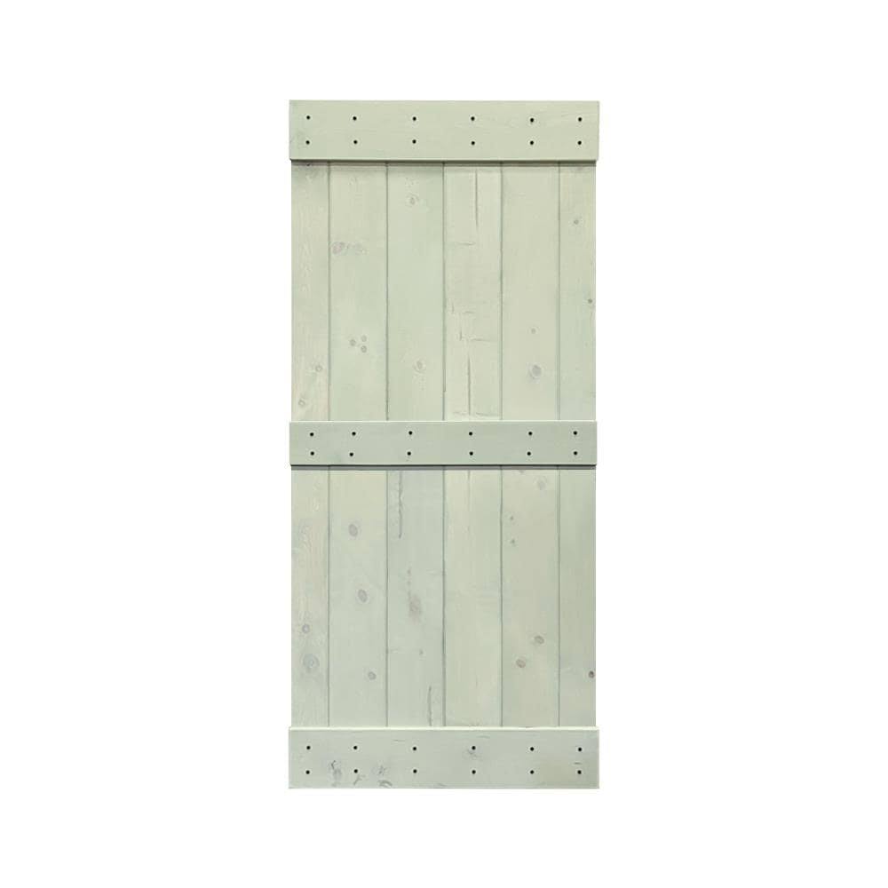 Sage Green Solid Wood Interior Sliding Barn Door Q38640
