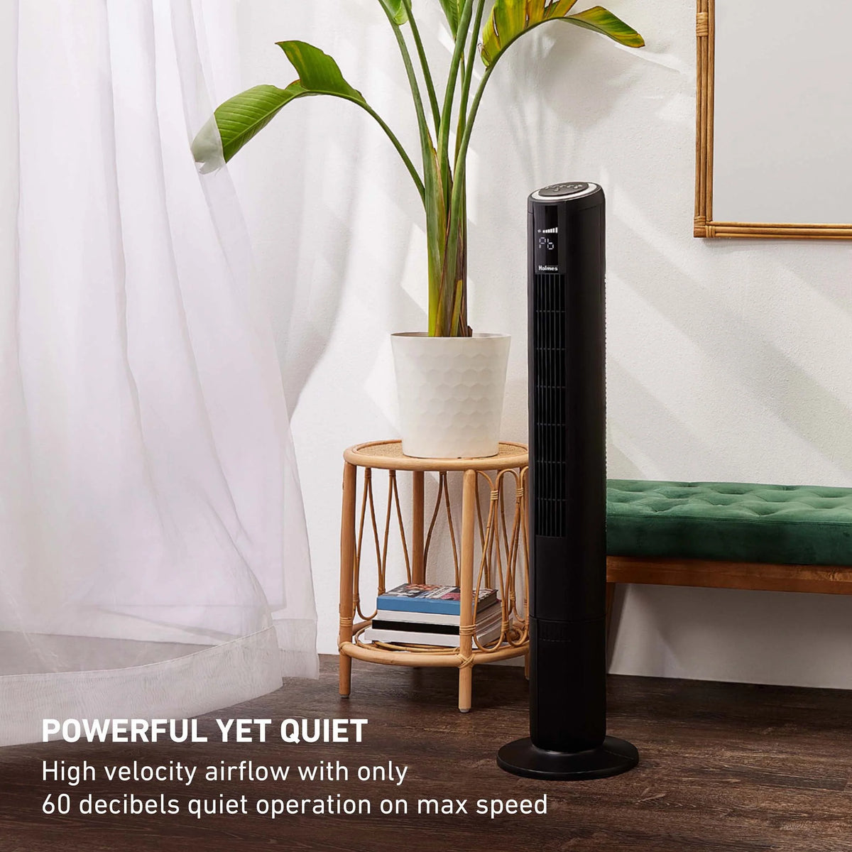 42 Oscillating Digital Tower Fan with Remote Control, Black C882