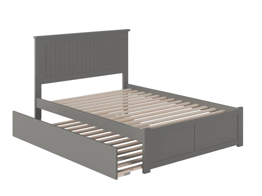 Grey Full Platform Bed with Trundle Bed J9241