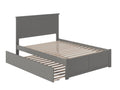 Grey Full Platform Bed with Trundle Bed J9241