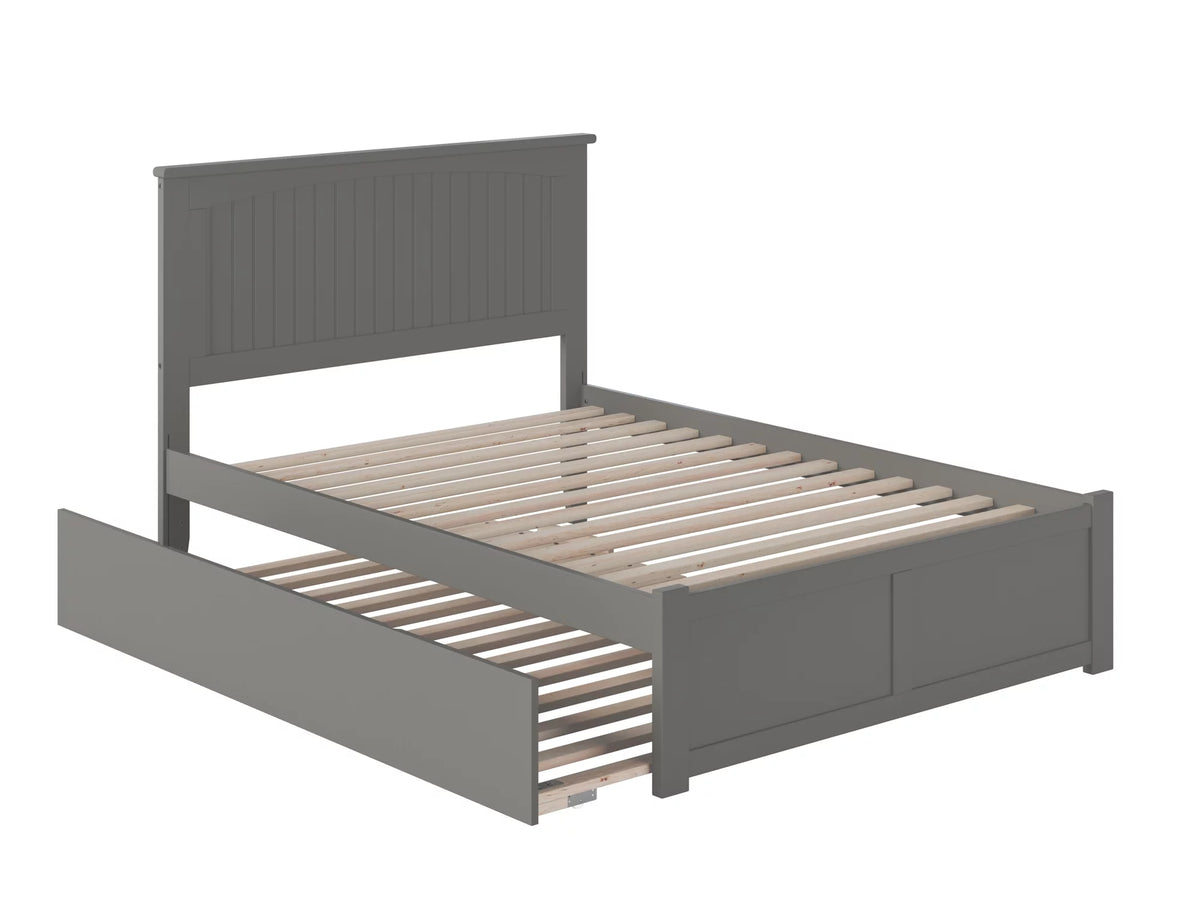 Grey Full Platform Bed with Trundle Bed J9241