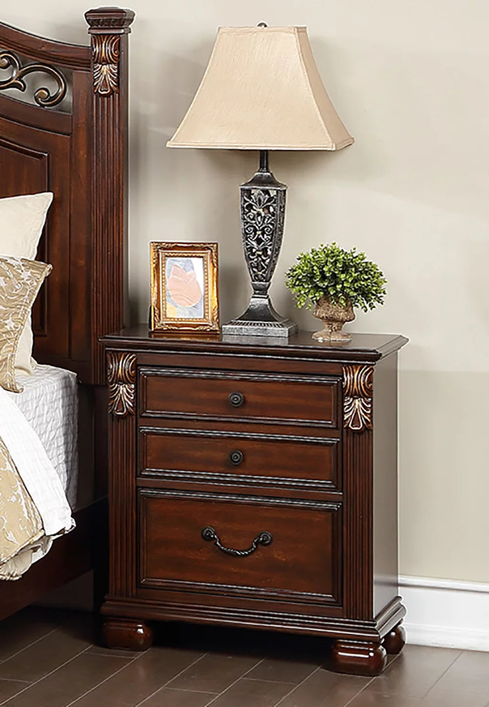 2-Drawer Wood Nightstand O519324