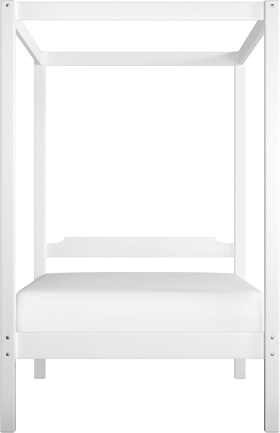 White Twin Size Wood Canopy Bed W7627