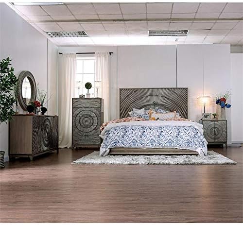 Antique Gray Solid Wood King Panel Bed N325304