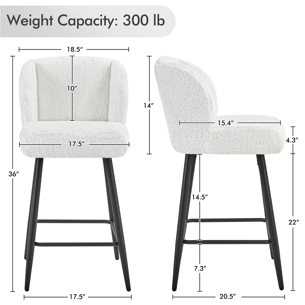 White Upholstered Bar Stools Set of 2 H3285