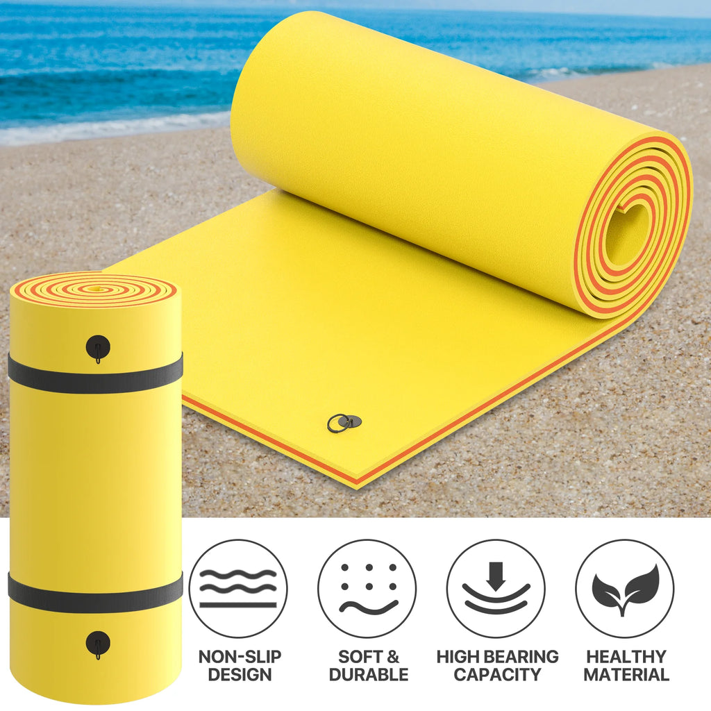 18x6FT 3-Layer Tear-Resistant XPE Foam Water Floating Pad, Yellow W86033