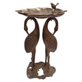 Cast Aluminum 30-in Twin Crane Bird Bath with Leaf Bowl G503