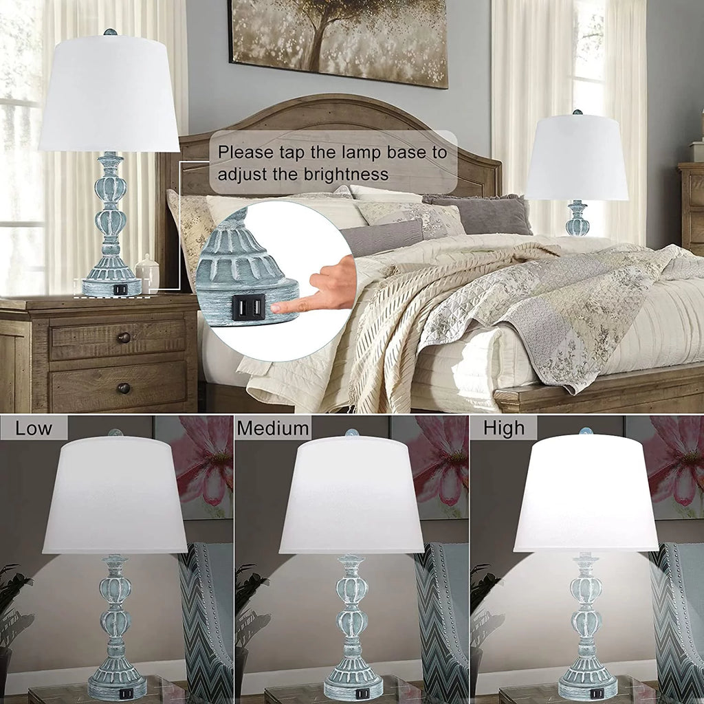 Touch Control Table Lamp Set of 2, 3-Way Dimmable Blue N602
