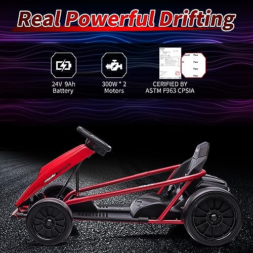 24V Kids Go Kart 300W*2 Motors 9Ah Battery 8.1MPH Ride On Toy B50966