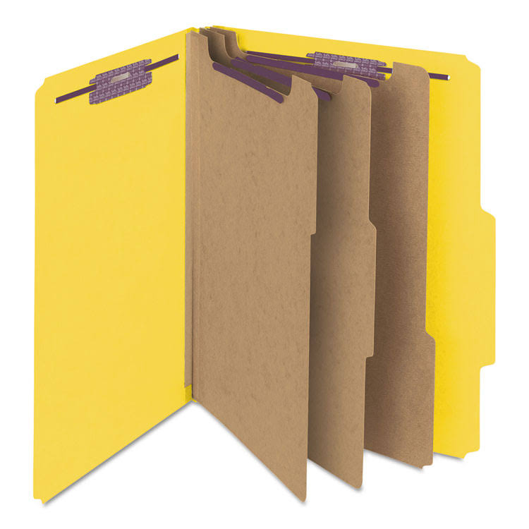 Yellow Letter Size Pressboard File Folder with 3 Dividers T654382