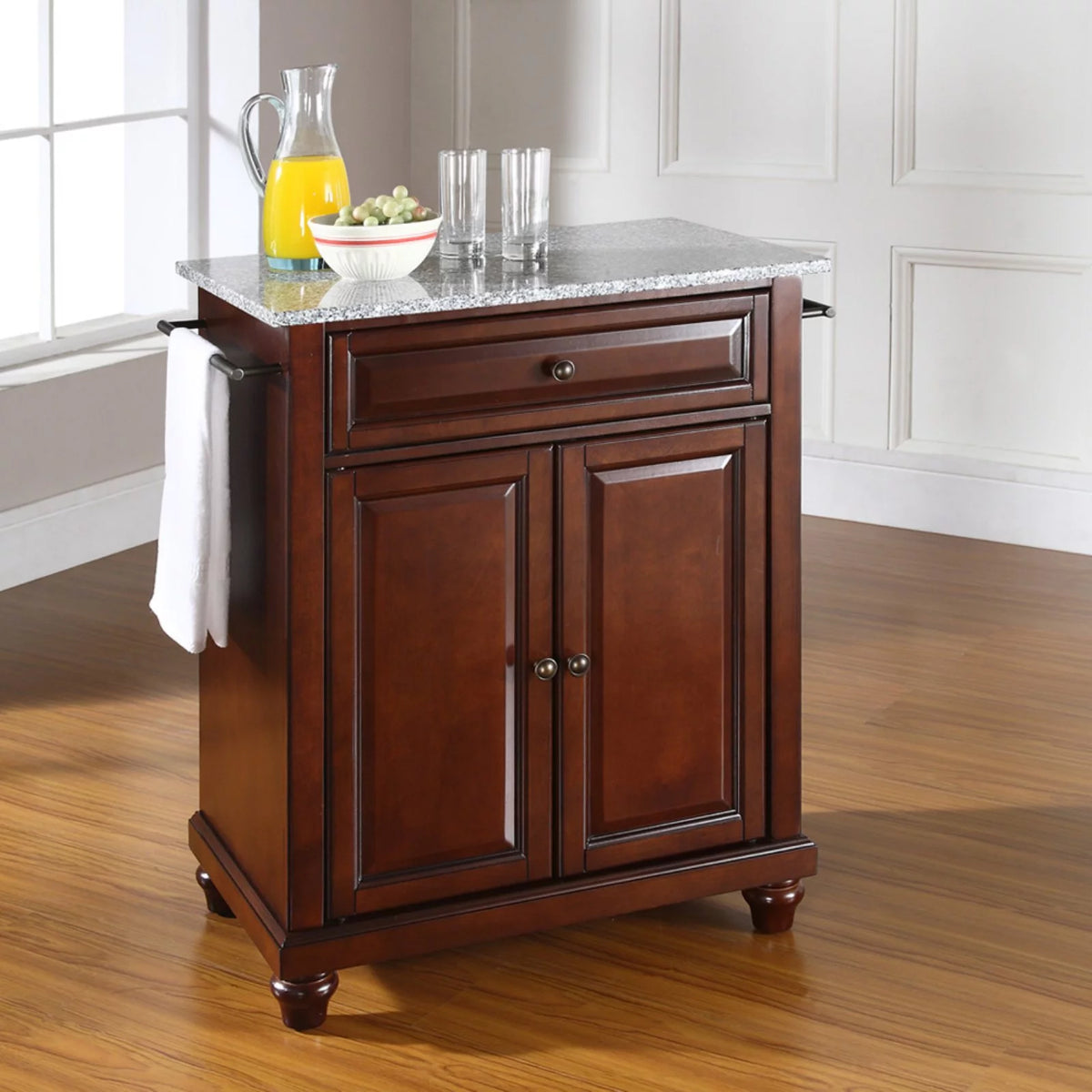 White Wood Portable Kitchen Island T98301