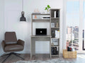 Light Grey Writing Desk with Bookcase L6223
