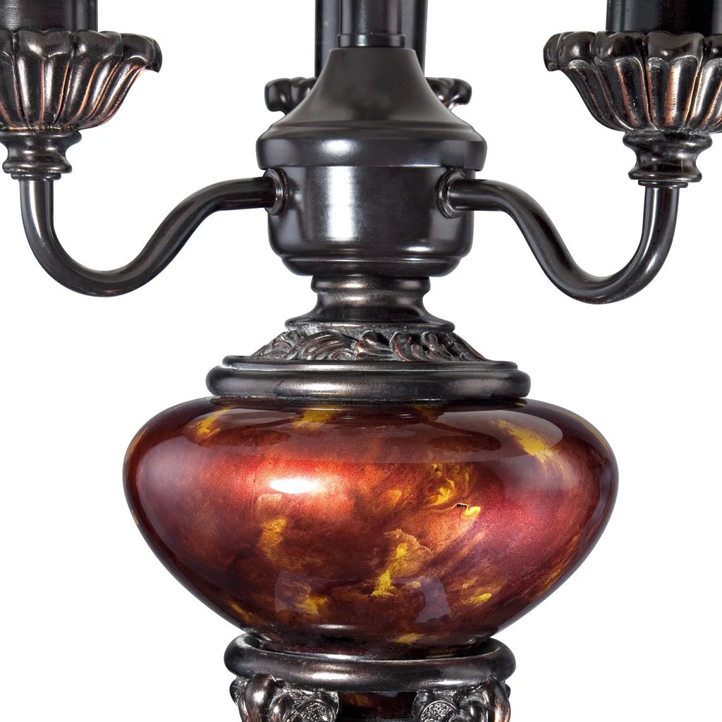 Traditional Table Lamp 34" Tall English Bronze Tortoise Shell Glass Off White Bell Shade L712243