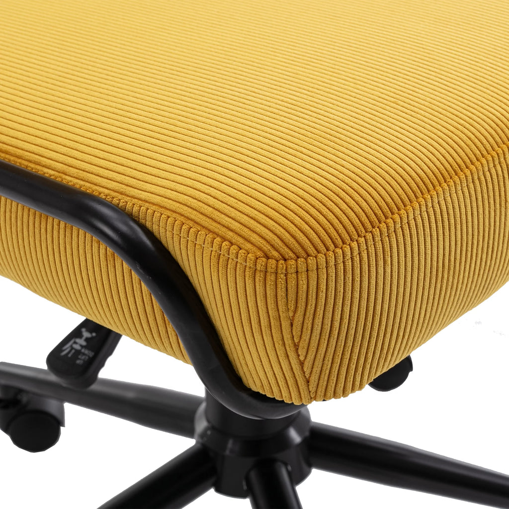 Yellow Corduroy Adjustable Swivel Desk Chair A95746