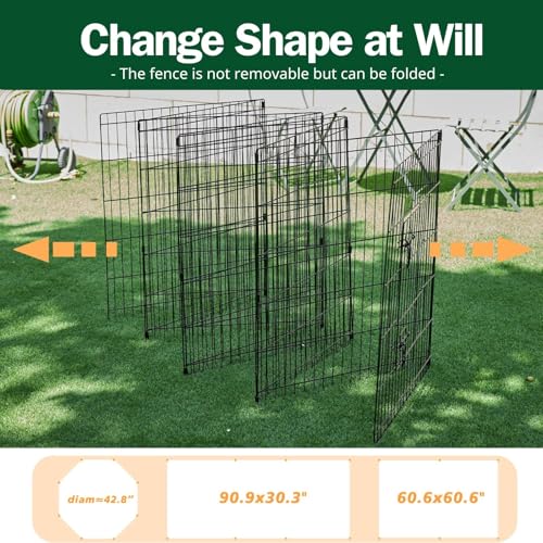 8 Panel Metal Dog Playpen with Grey Pad and Top Cover B223
