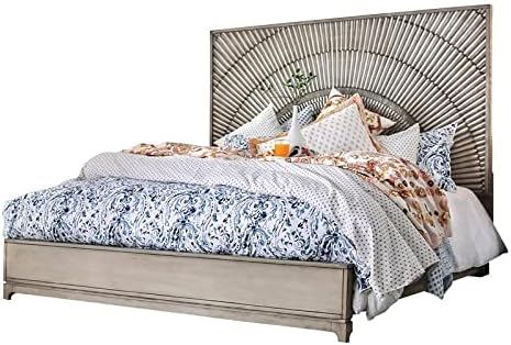 Antique Gray Solid Wood King Panel Bed N325304