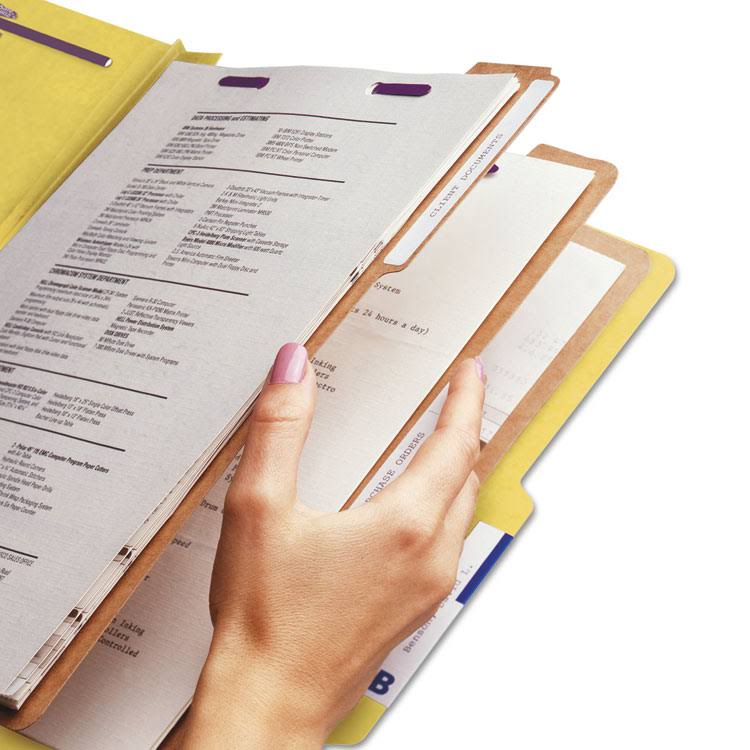 Yellow Letter Size Pressboard File Folder with 3 Dividers T654382