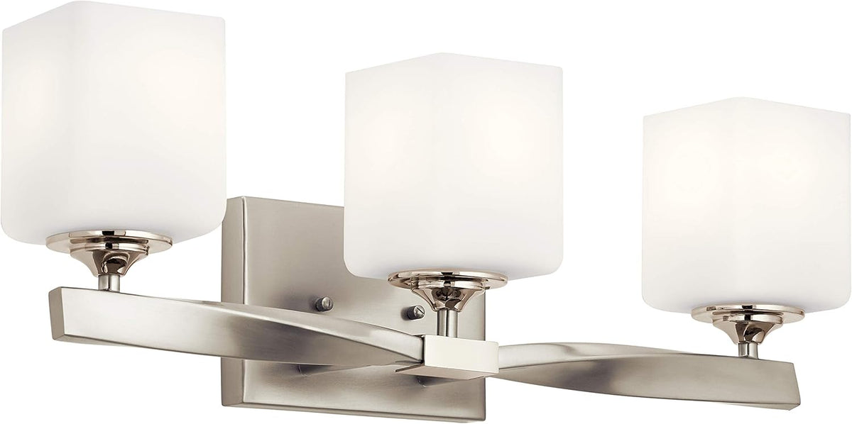 Brushed Nickel 3 Light Vanity Light with Opal Glass O6042