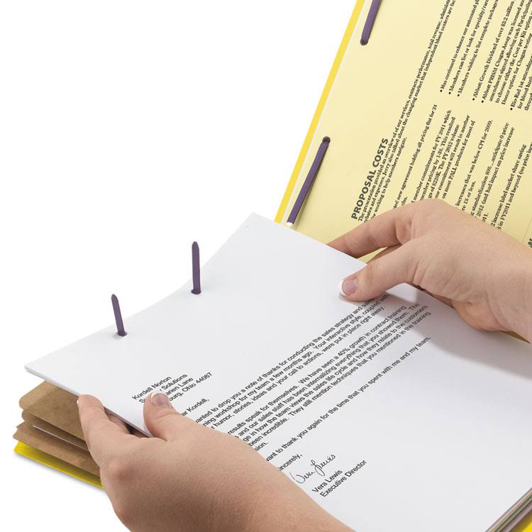 Yellow Letter Size Pressboard File Folder with 3 Dividers T654382