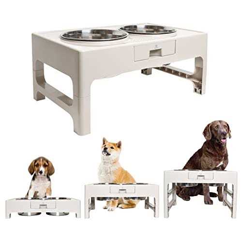 Stainless Steel Elevated Dog Bowls with Adjustable Stand V2183
