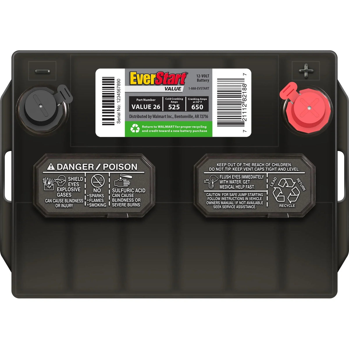 Lead Acid Automotive Battery Group Size 26 12 Volt 525 CCA E24962