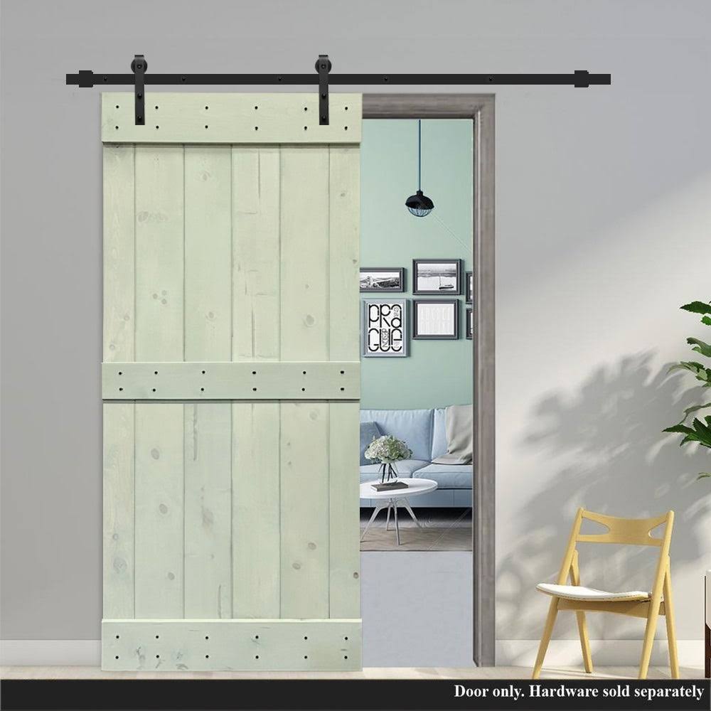 Sage Green Solid Wood Interior Sliding Barn Door Q38640