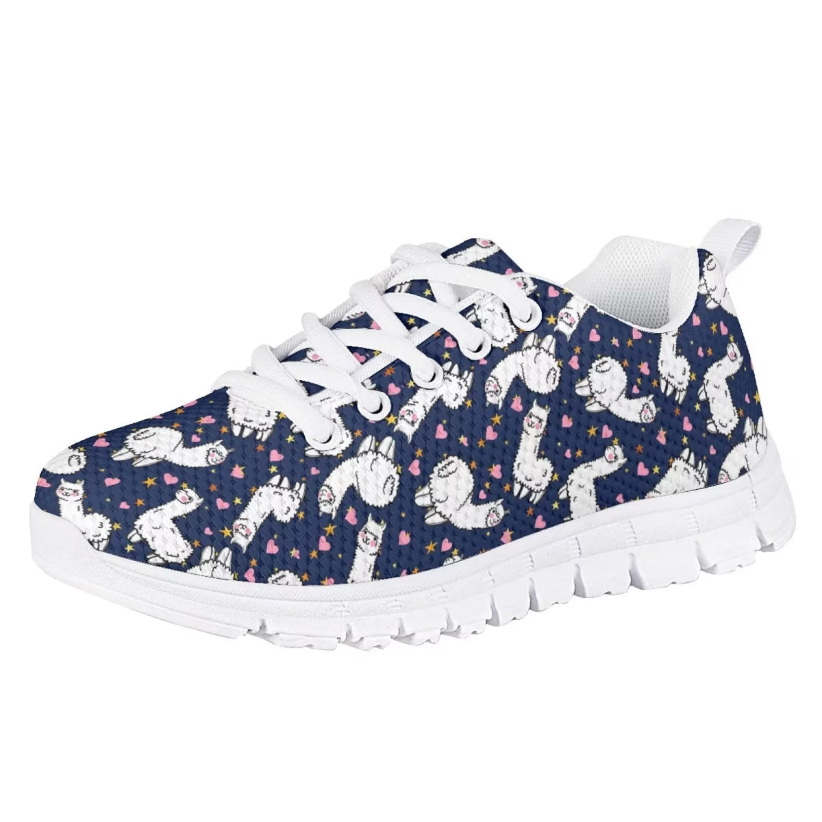 Sneakers for Girls Cartoon Alpaca Print Low Top Lace Up Size 12 M637055