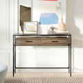 43 Inch Narrow Console Table with 2 Drawers Glass Top Z241017