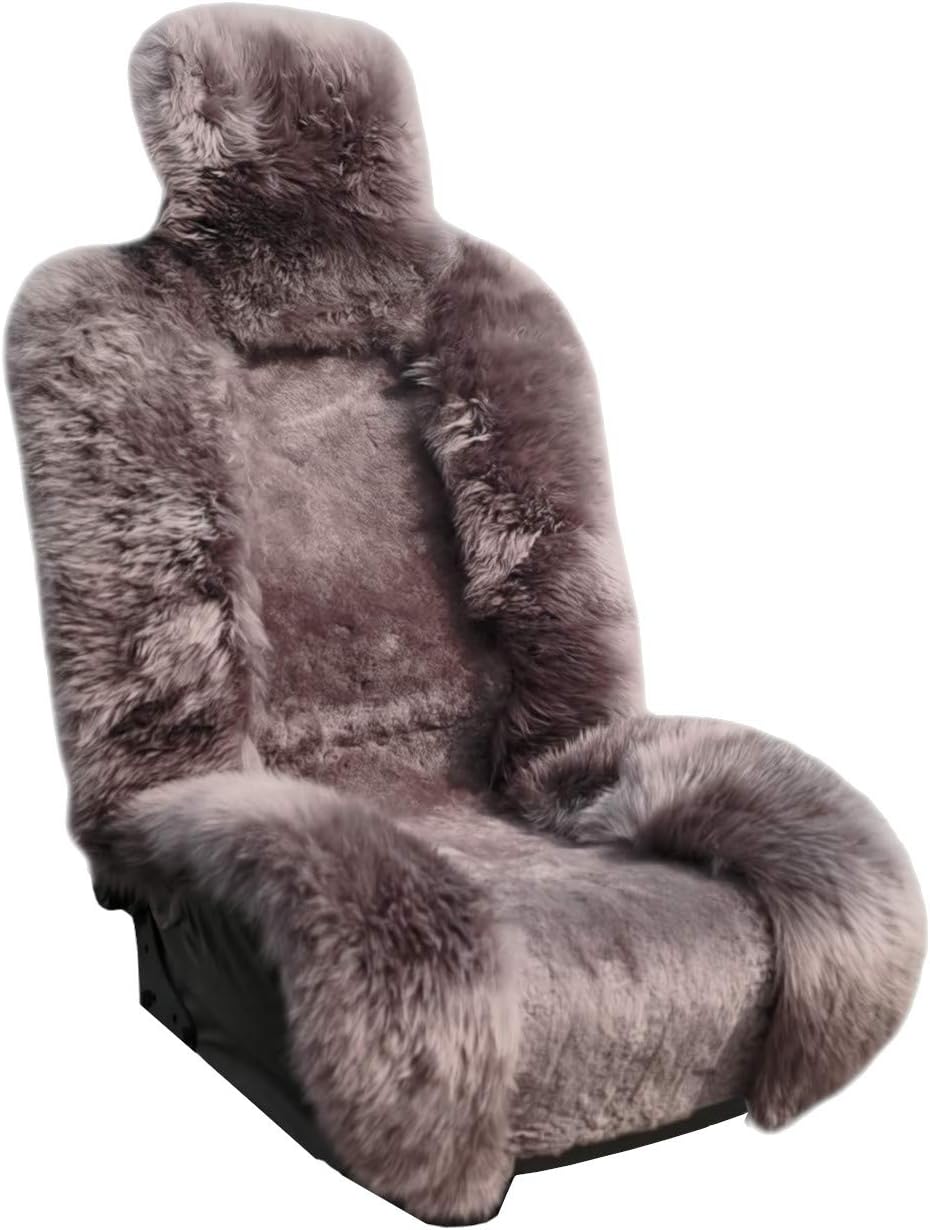 Sheepskin Fur Seat Covers for Car (Coffee) L52701