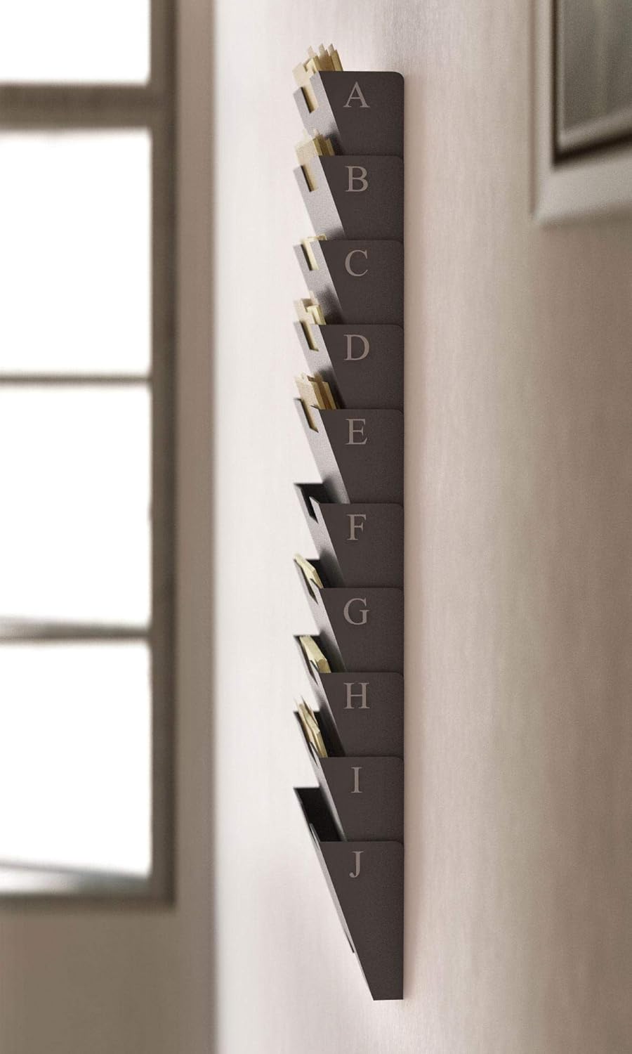 Gray Wall Mount Steel Vertical File Organizer 10 Sectional Pack of 2 O1213