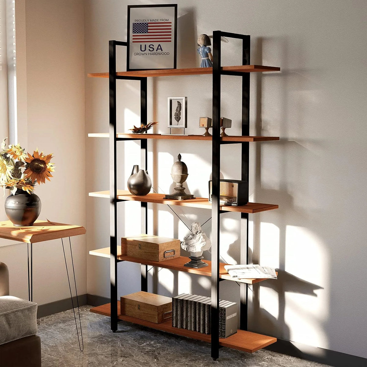 5 Tier Solid Wood Bookshelf C50458
